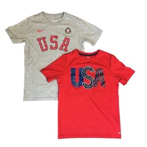 Nike & DSG Kids USA Graphic Tees - Red and Gray. Size Medium.